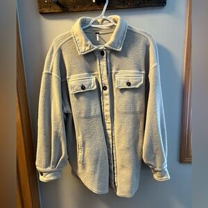 Free People Cream Button Up Shacket